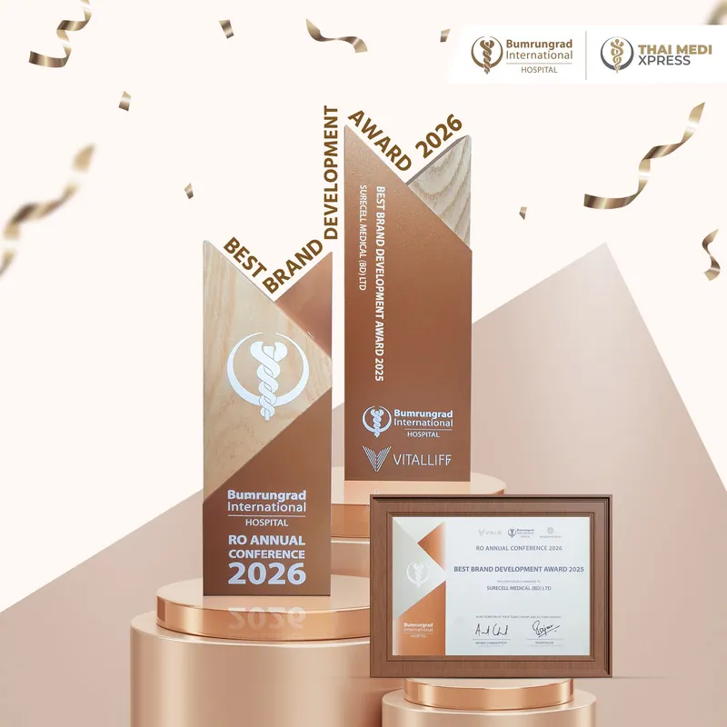 Best Brand Development Award for Surecell Medical (BD) Ltd from Bumrungrad International Hospital and Thai Medi Xpress