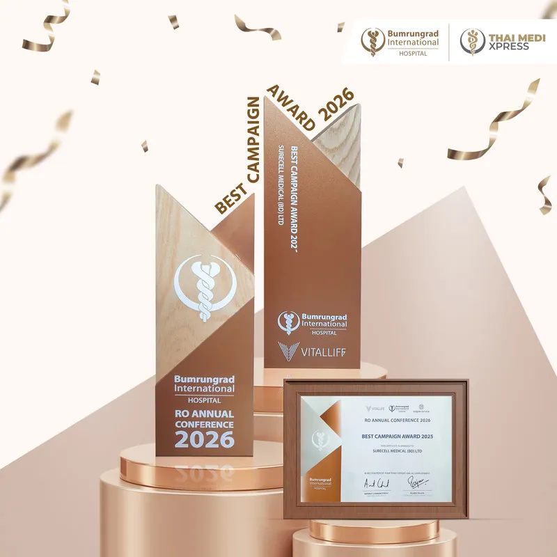 Best Campaign Award for Surecell Medical (BD) Ltd from Bumrungrad International Hospital and Thai Medi Xpress